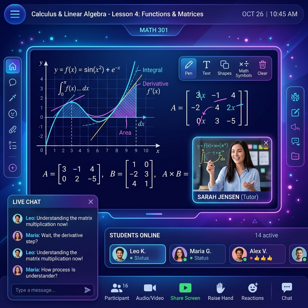 Interactive online math classroom demo session